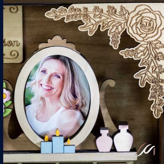 Cadre photo maman personnalisé en bois – scène miniature tendre et décorative