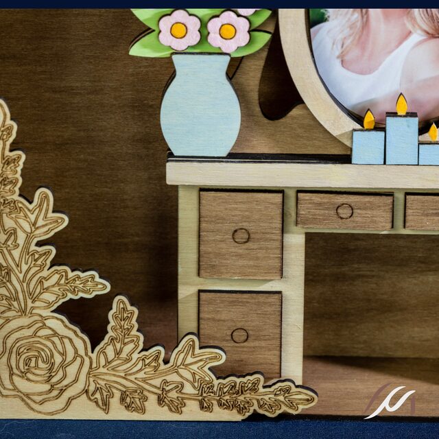 Cadre photo maman personnalisé en bois – scène miniature tendre et décorative