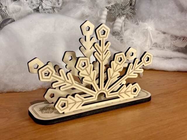 Porte-serviettes flocon de neige en bois – Décoration de table hivernale