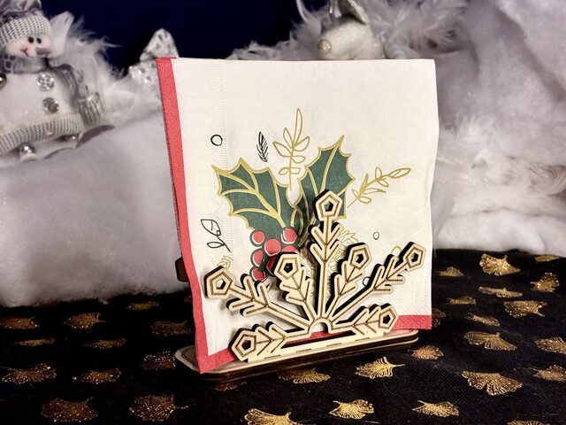Porte-serviettes flocon de neige en bois – Décoration de table hivernale