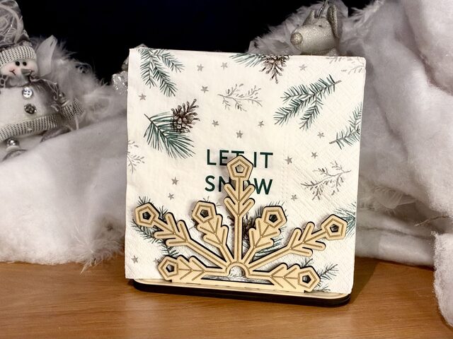 Porte-serviettes flocon de neige en bois – Décoration de table hivernale