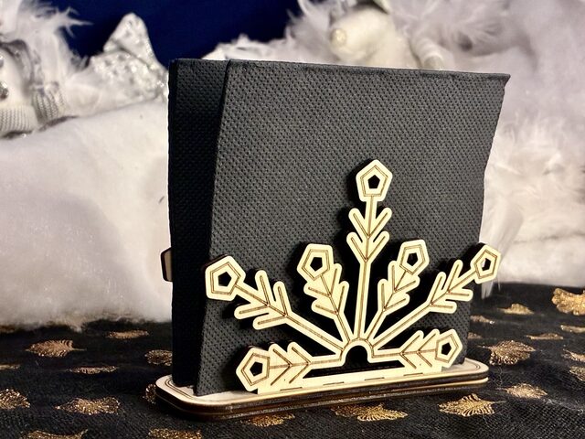 Porte-serviettes flocon de neige en bois – Décoration de table hivernale